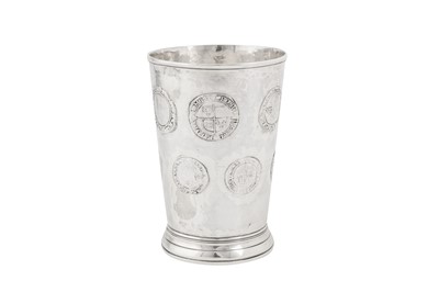 Lot 448 - A rare and unusual George III provincial sterling silver beaker, Newcastle 1782 by John Langlands I and John Robertson