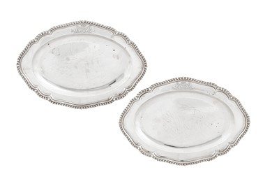 Lot 499 - Earl of Upper Ossory - A pair George II sterling silver poultry meat dishes, London 1759 by George Methuen (reg. 3rd Aug 1743)
