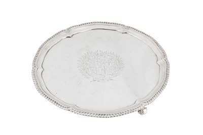 Lot 491 - An interesting George III sterling silver salver, London 1768 by John Parker and Edward Wakelin