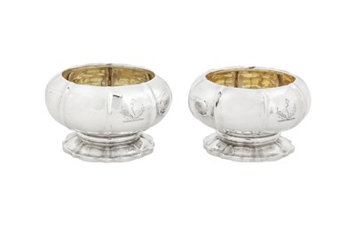 Lot 415 - A pair of George IV sterling silver salts, London 1821 by William Eaton or William Esterbrook
