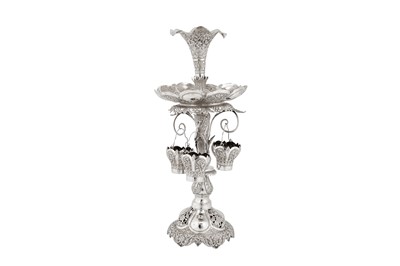 Lot 123 - An early 20th century Anglo – Indian unmarked silver epergne, Bombay circa 1920