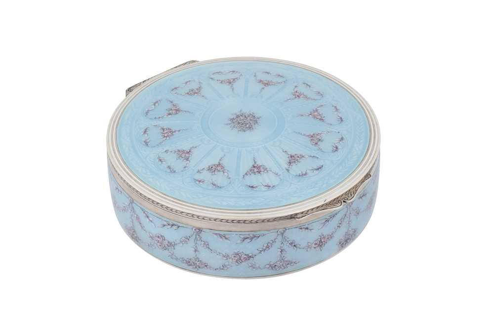Lot 80 - A large and fine early 20th century Swiss silver and guilloche enamel box, circa 1920
