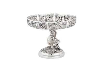 Lot 183 - An early 20th century Chinese Export silver pedestal bowl or comport, Shanghai circa 1910, marked Liang Sheng, retailed by Tuck Chang