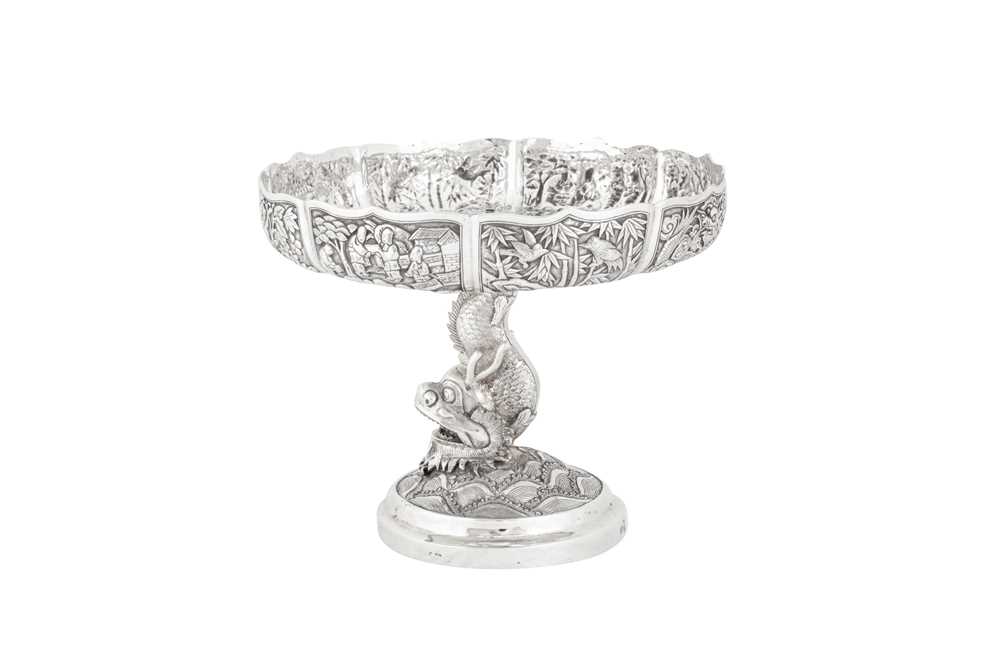 Lot 183 - An early 20th century Chinese Export silver pedestal bowl or comport, Shanghai circa 1910, marked Liang Sheng, retailed by Tuck Chang