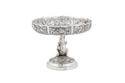 Lot 183 - An early 20th century Chinese Export silver pedestal bowl or comport, Shanghai circa 1910, marked Liang Sheng, retailed by Tuck Chang