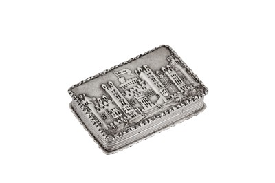 Lot 15 - An early Victorian sterling silver ‘castle top’ vinaigrette, Birmingham 1837 by Nathaniel Mills