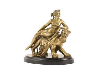 Lot 162 - AFTER VON DANNEKER (GERMAN, 1758-1841): A SMALL BRONZE MODEL OF ARIADNE AND THE PANTHER