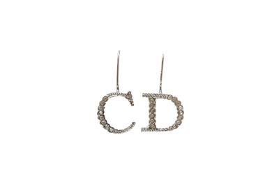 Lot 485 - Christian Dior 'CD' Drop Pierced Earrings