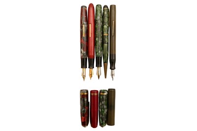 Lot 87 - A GROUP OF FIVE BURNHAM FOUNTAIN PENS