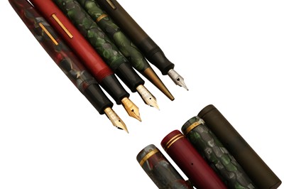 Lot 87 - A GROUP OF FIVE BURNHAM FOUNTAIN PENS