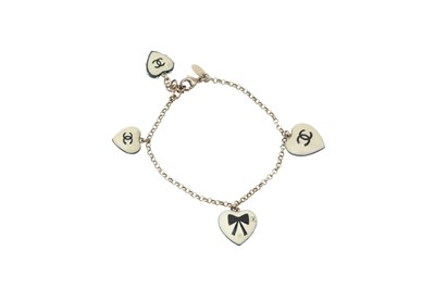 Lot 435 - Chanel Cream CC Heart Charm Bracelet
