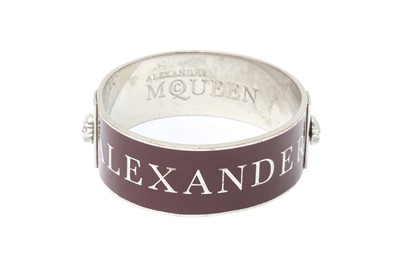 Lot 4 - Alexander McQueen Burgundy Enamel Skull Bracelet