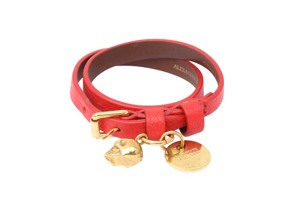 Lot 14 - Alexander Mcqueen Red Skull Double Wrap Bracelet