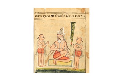 Lot 340 - TWO ILLUSTRATIONS OF SECULAR AND DIVINE RULERS FROM A DISPERSED INDIAN MANUSCRIPT