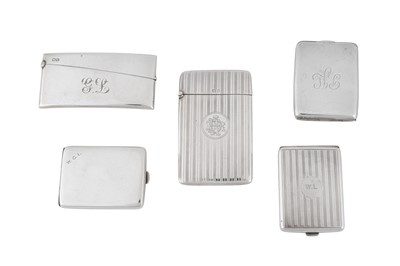 Lot 1175 - A MIXED GROUP OF STERLING SILVER CARD CASES AND VESTA CASES