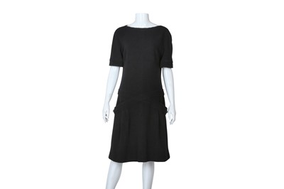 Lot 548 - Chanel Black Wool Boucle Short Sleeve Dress - Size 38