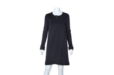 Lot 167 - Chanel Navy Wool Long Sleeve Dress - Size 38