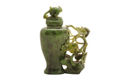 Lot 223 - SPINACH JADE VASE CARVING