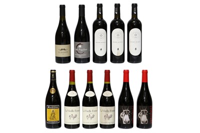 Lot 172 - A Mixed Case of French Red Wine: Vielle Mule Rouge, Jeff Carrell, 2020, two bottles and nine others