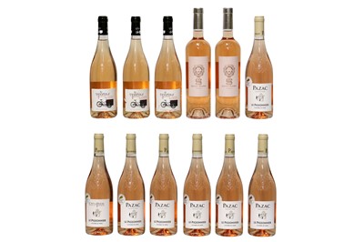 Lot 64 - Assorted Rosé: Le Pigeonnier Rosé, Pazac, Costieres de Nimes, 2021, seven bottles and five others