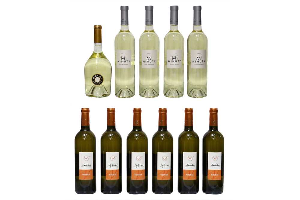 Lot 55 - Assorted Southern French White Wine: Miraval Blanc, 2021, one bottle and ten others