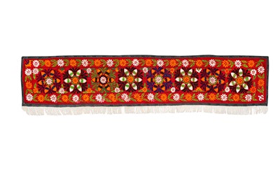 Lot 330 - TWO SUZANI FURNISHING HANGINGS AND A SUZANI PANEL