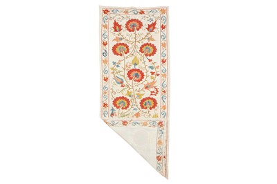 Lot 330 - TWO SUZANI FURNISHING HANGINGS AND A SUZANI PANEL