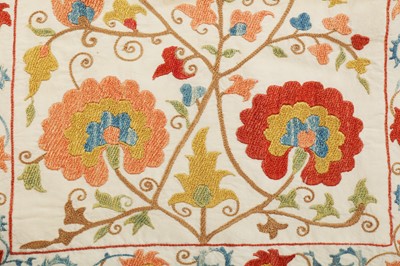 Lot 330 - TWO SUZANI FURNISHING HANGINGS AND A SUZANI PANEL