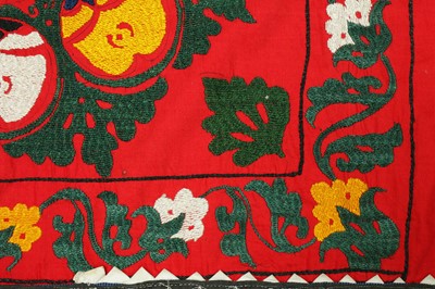 Lot 330 - TWO SUZANI FURNISHING HANGINGS AND A SUZANI PANEL