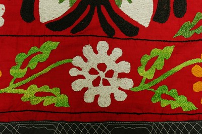 Lot 330 - TWO SUZANI FURNISHING HANGINGS AND A SUZANI PANEL