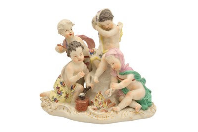 Lot 416 - A MEISSEN FIGURAL GROUP EMBLEMATIC OF WINTER