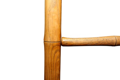 Lot 374 - A FAUX BAMBOO OAK LEAN-TO LADDER
