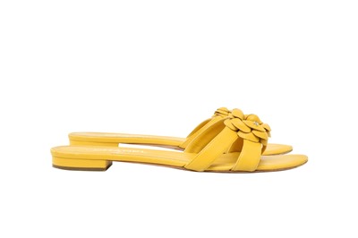 Lot 150 - Chanel Mustard Camellia Toe Post Flat Sandal - Size 41