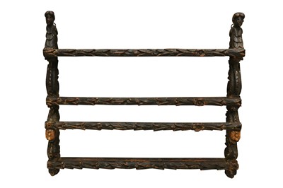 Lot 203 - A DUTCH PAINTED PINE DELFT RACK, 17TH CENTURY