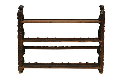 Lot 203 - A DUTCH PAINTED PINE DELFT RACK, 17TH CENTURY