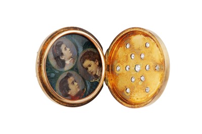 Lot 229 - A diamond portrait miniature locket/brooch, 1882