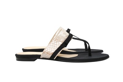 Lot 441 - λ  Chanel Beige Python Thong Flat Sandal - Size 38