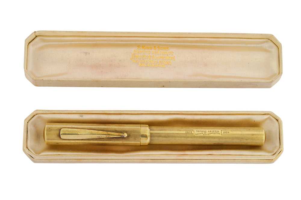 Lot 200 - An Edward Todd & Co. New York 5 Pen Engraved for "Thomas Griffin, Mayor of Kidderminster, 1925-1926"