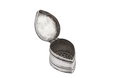 Lot 44 - A William and Mary late 17th century silver nutmeg grater, circa 1690, obscured maker's mark IC?