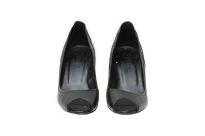 Lot 519 - Chanel Black Peep Toe Heeled Pump - Size 38
