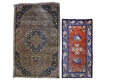 Lot 327 - AN ANTIQUE BIJAR RUG AND FINE CHINESE RUG