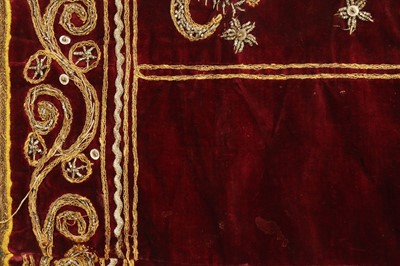 Lot 361 - A ZARDOZI-EMBROIDERED PLUM VELVET LIVERY