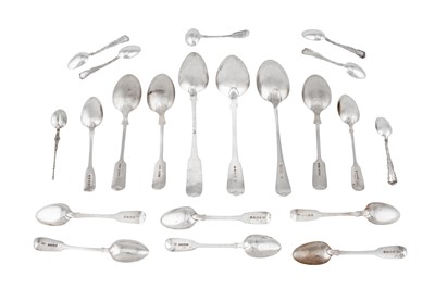 Lot 1257 - A MIXED GROUP OF GEORGE III, VICTORIAN AND LATER STERLING SILVER FLATWARE