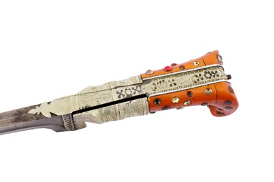 Lot 292 - A KARD STEEL DAGGER WITH STAINED BONE HILT