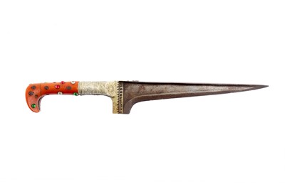 Lot 292 - A KARD STEEL DAGGER WITH STAINED BONE HILT
