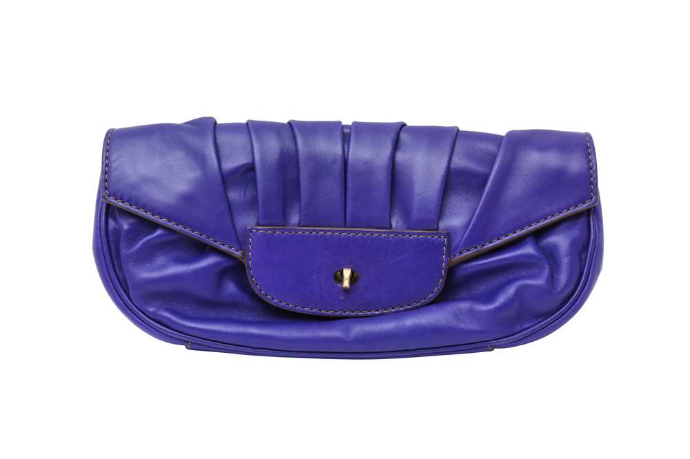 Lot 82 - Zagliani Purple Pleat Half Moon Clutch