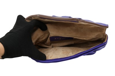 Lot 82 - Zagliani Purple Pleat Half Moon Clutch