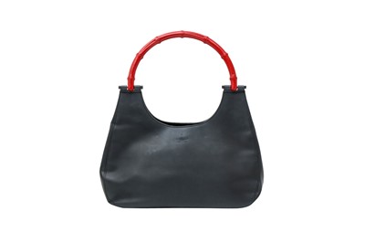 Lot 529 - Gucci Black Red Bamboo Handle Tote