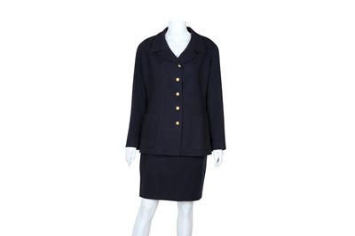 Lot 172 - Chanel Navy Wool CC Skirt Suit