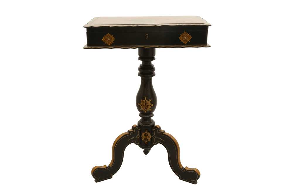 Lot 1433 - AN IRISH VICTORIAN YEW WOOD AND ARBUTUS KILLARNEY WORK TABLE